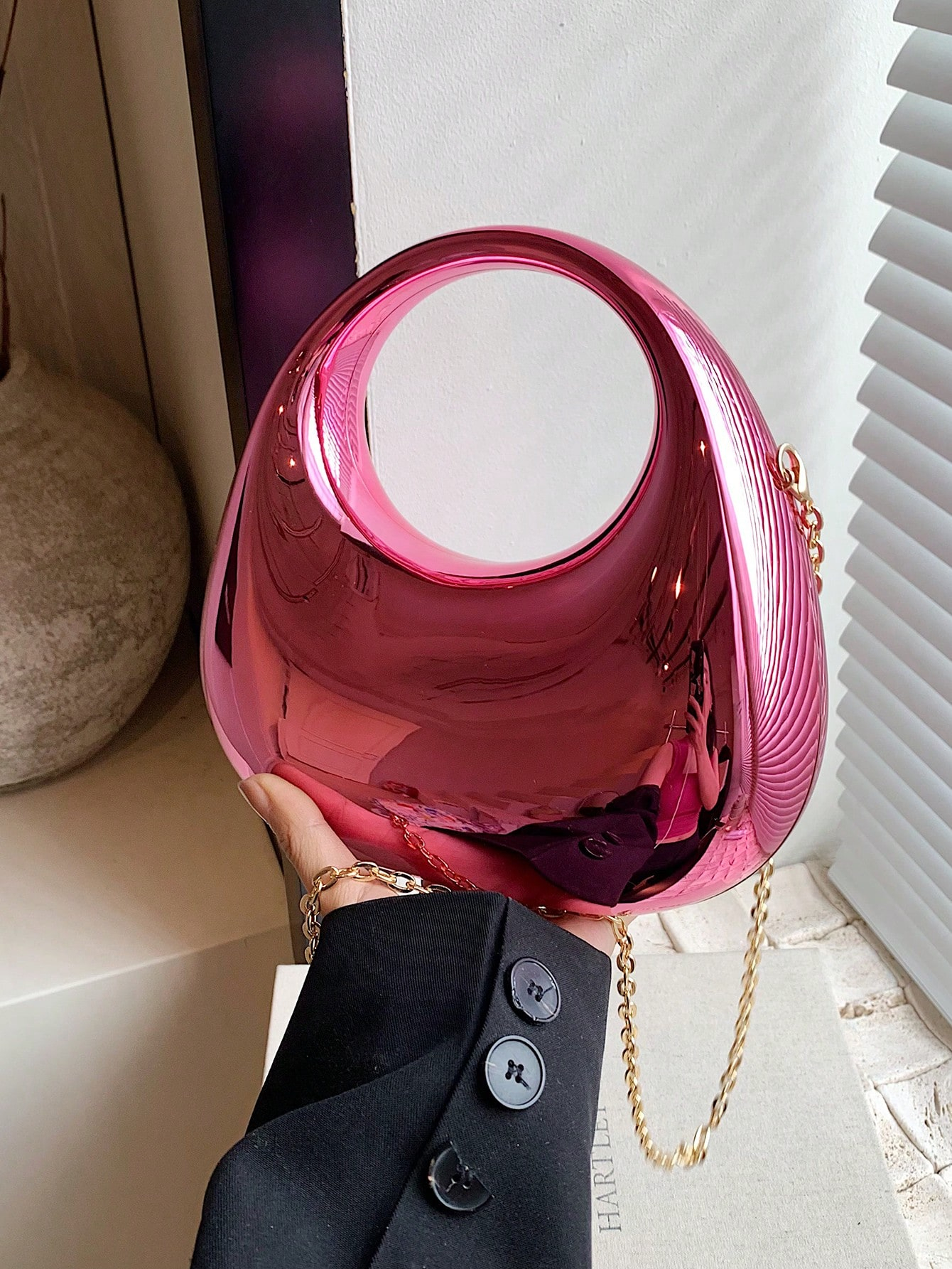 Lightweight, Business Casual Rhinestone Decor Bucket Bag Mini Drawstring Design - Image 5