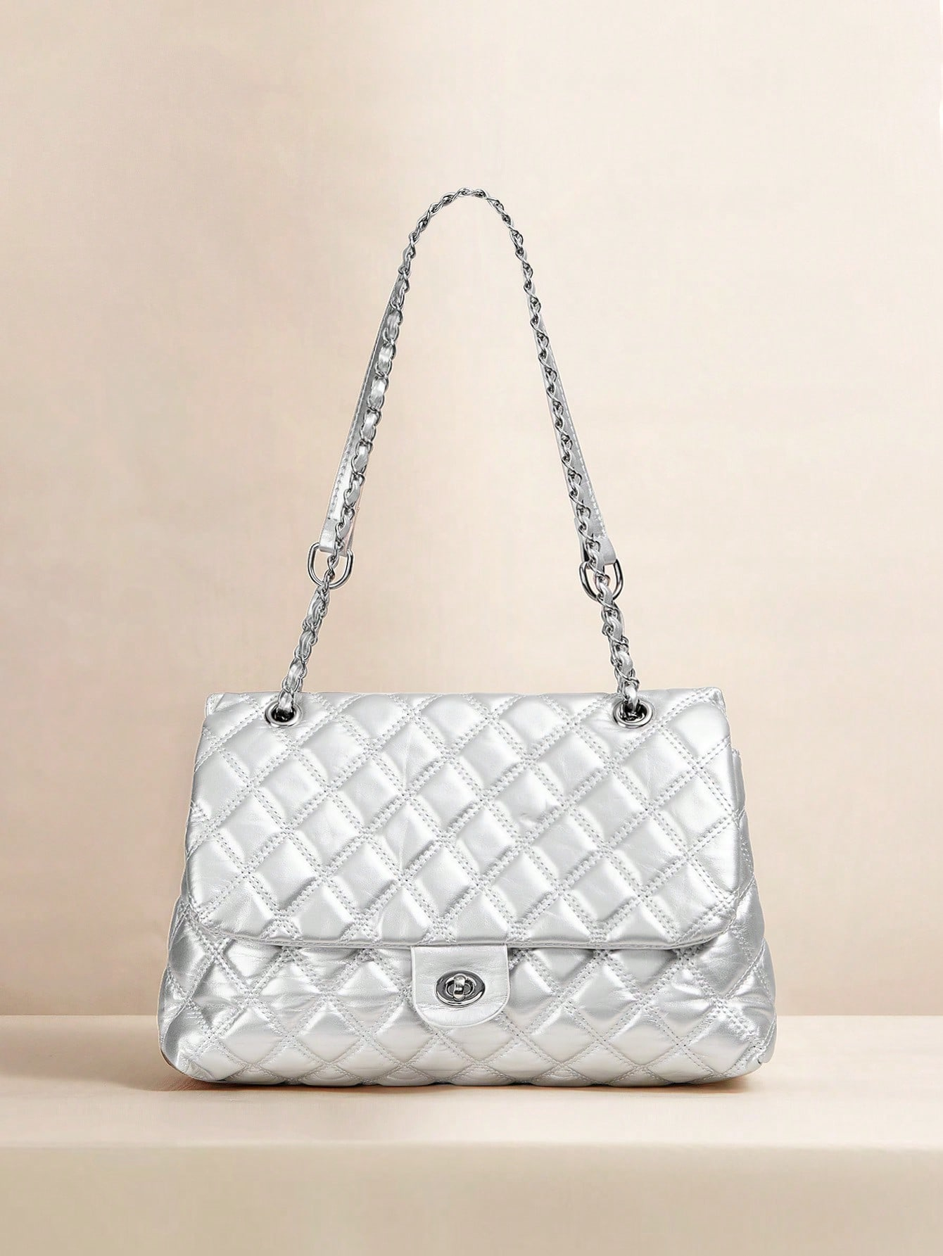 SHABREYA BIZwear Large Capacity Rhombic Pattern Crossbody Bag With Chain Strap - Image 2