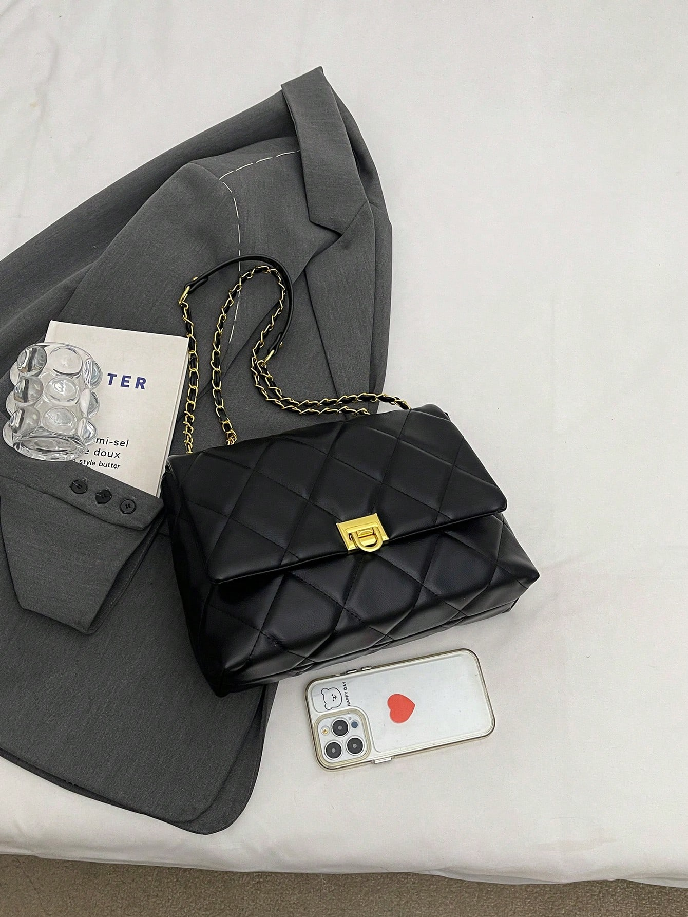 Lightweight, Business Casual, Fashionable, Minimalist Stitching Flap Chain Square Bag Soft Leather Crossbody Bag - Image 8