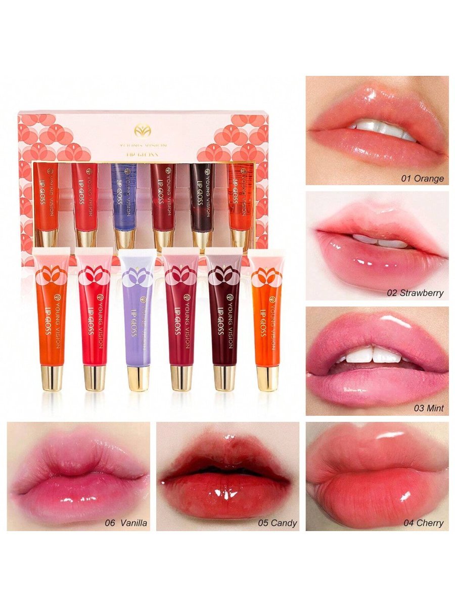 6 Sets Lip Oil Moisturizing Lip Gloss Lip Care Mint Lip Liquid Hydrating Lip Oil Makeup Set