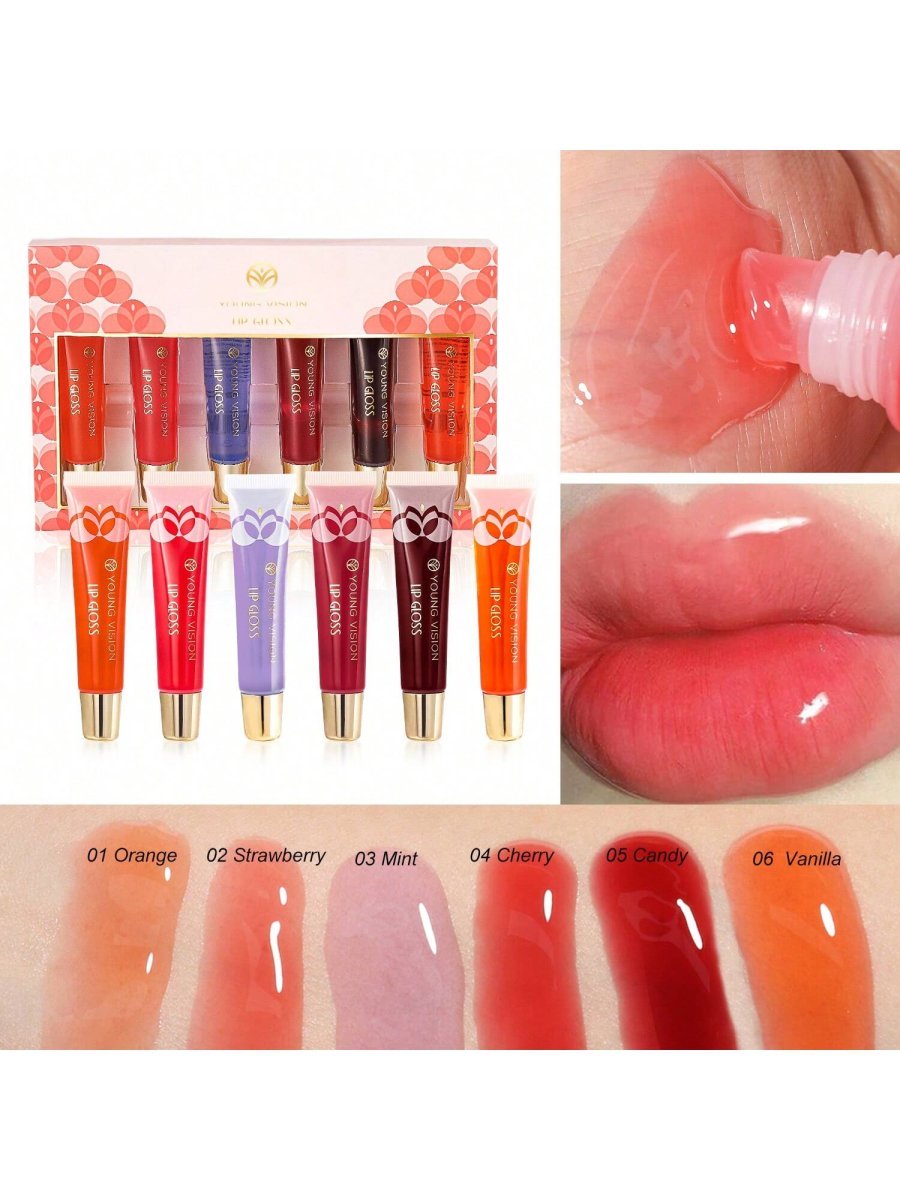 6 Sets Lip Oil Moisturizing Lip Gloss Lip Care Mint Lip Liquid Hydrating Lip Oil Makeup Set - Image 2