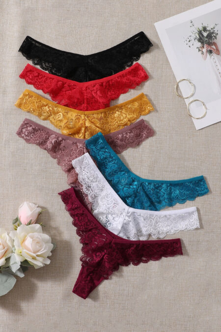 Shein Underwear&Sleepwear Basics 7pack Floral Lace Thong Lingerie