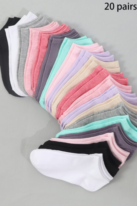 20 Pairs Women's Multicolor Summer Low Cut Socks, Thin Shallow Mouth Short Socks