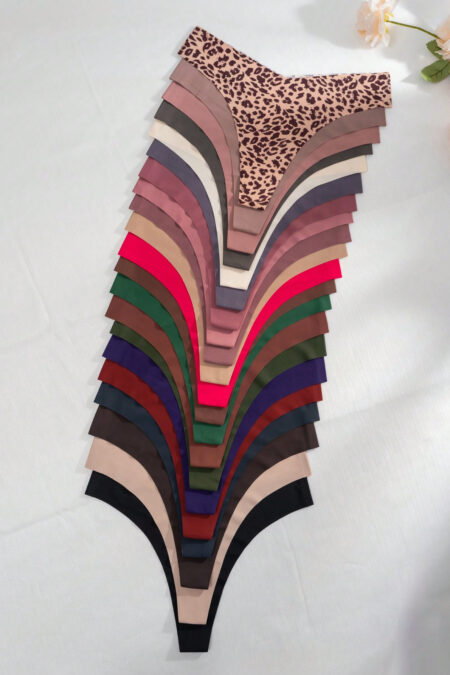21pcs Leopard Print And Solid Color Sexy Thongs