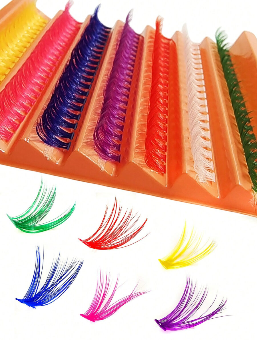 Asiteo Colored Lash Clusters 140Pcs 7 Colored Mixed Eyelashes Extension Cluster Segments Natural Wispy Individual Eye Lash, DIY At Home - Image 5