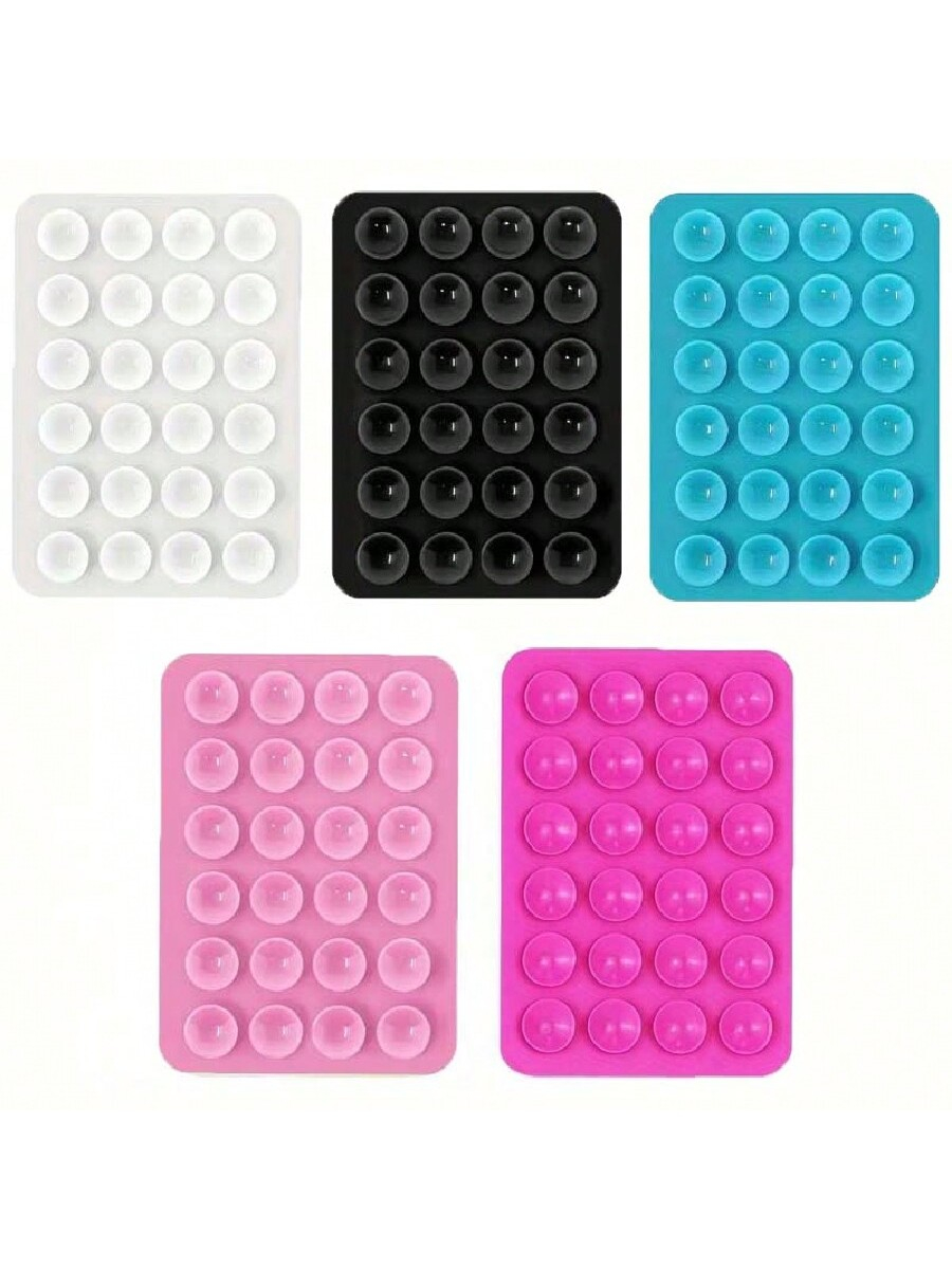 5pcs Silicone Phone Grip With 24 Mini Suction Cups, Compatible With Iphone And Android Phones: Selfie And Video Sticky Phone Holder, Suitable For Shower And Wall Mount, Great Gift For Friends And Christmas