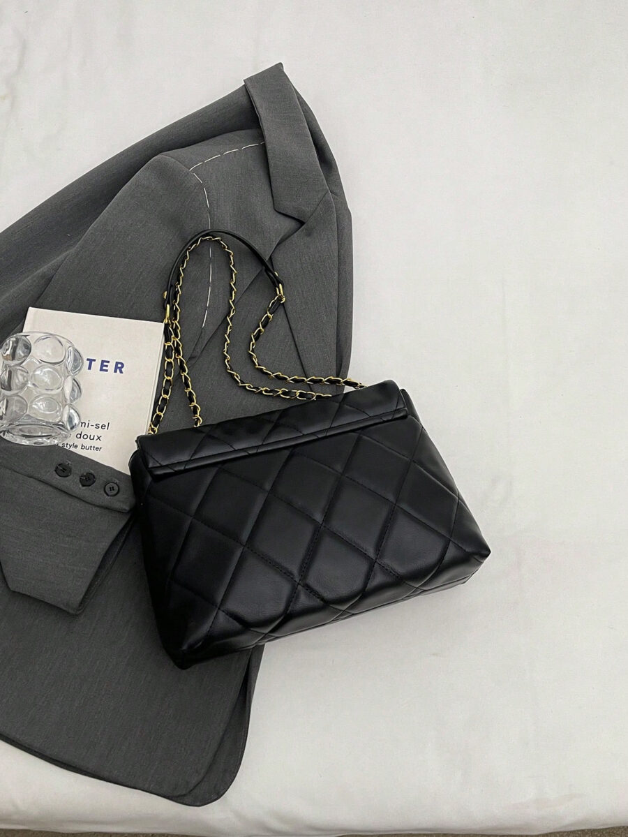Lightweight, Business Casual, Fashionable, Minimalist Stitching Flap Chain Square Bag Soft Leather Crossbody Bag - Image 6