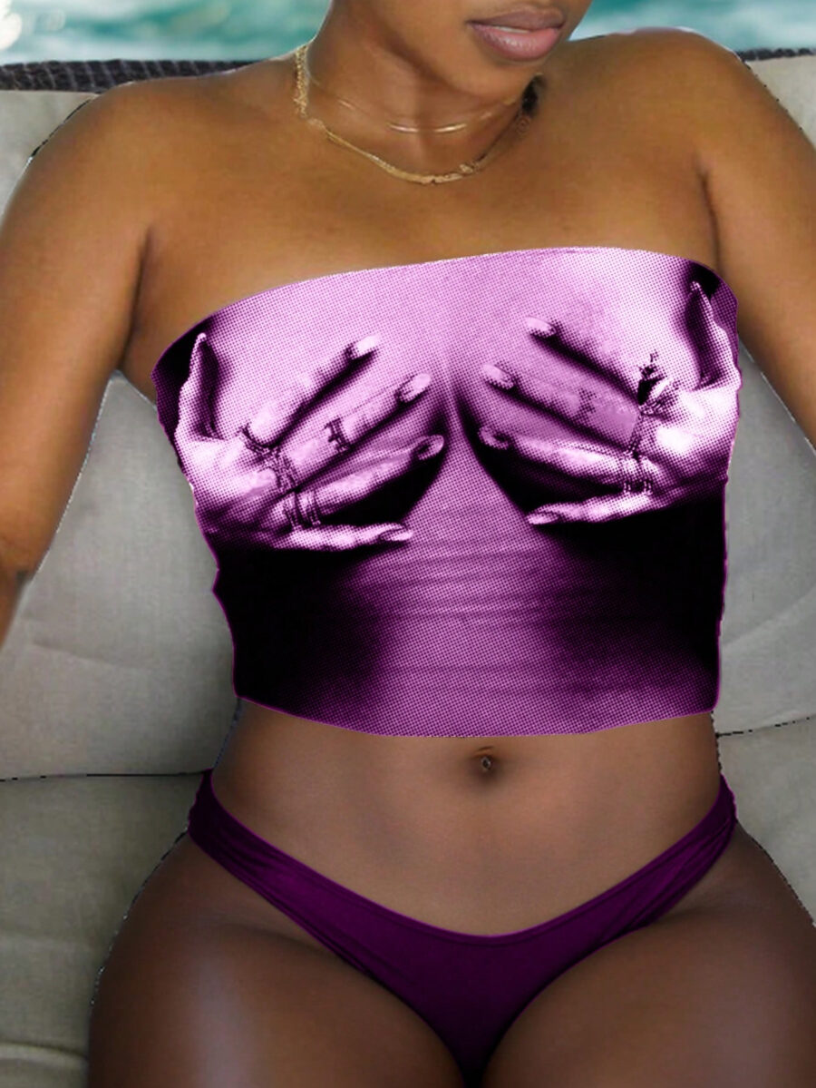 Slaydiva Women's Beach Hot Simulation Chest See-Through Top - Image 2