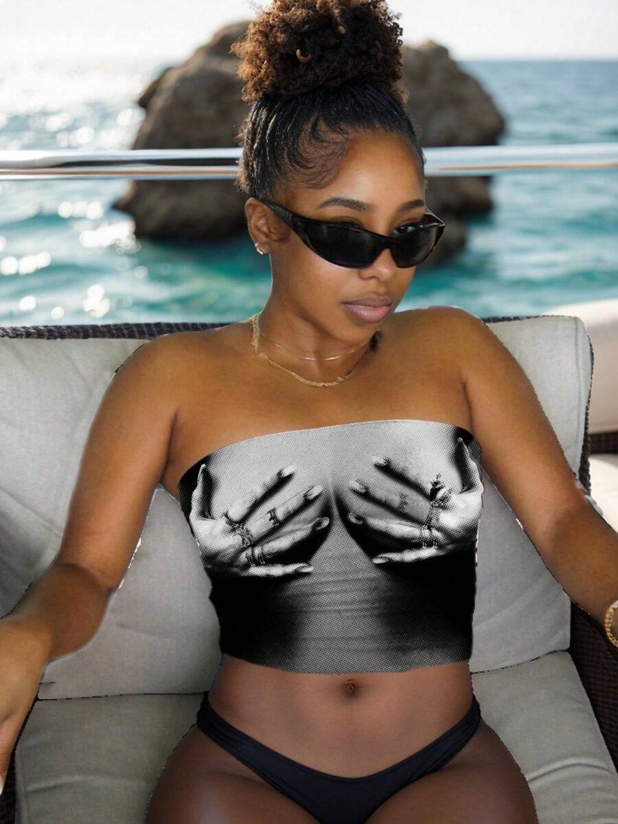 Slaydiva Women's Beach Hot Simulation Chest See-Through Top - Image 4