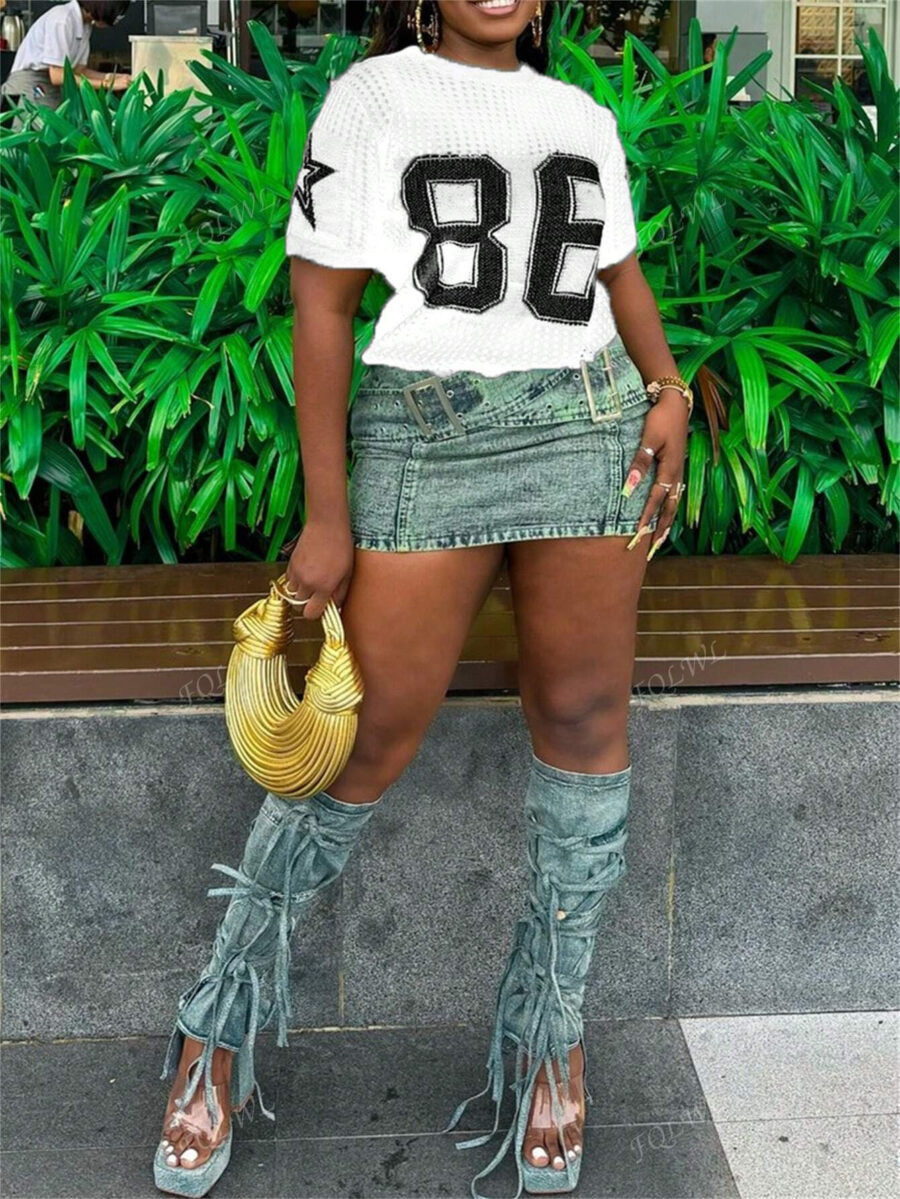 Summer Street Loose Tops Letter Print Short Sleeve Punk Y2K Streetwear For Women O-Neck Causal Fit Graphics Pullover Tees - Image 10