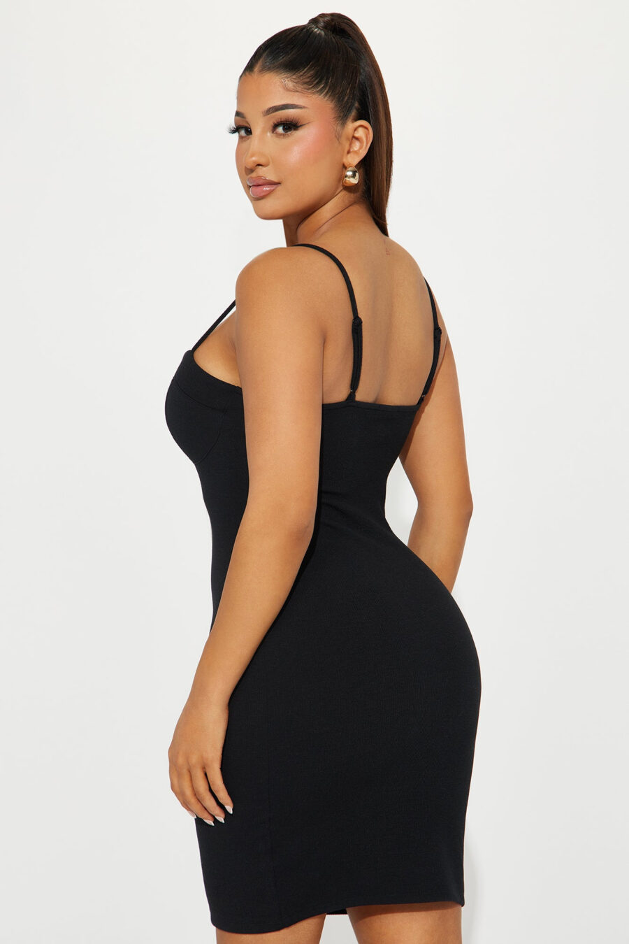 Beatrice Ribbed Mini Dress - Black - Image 3