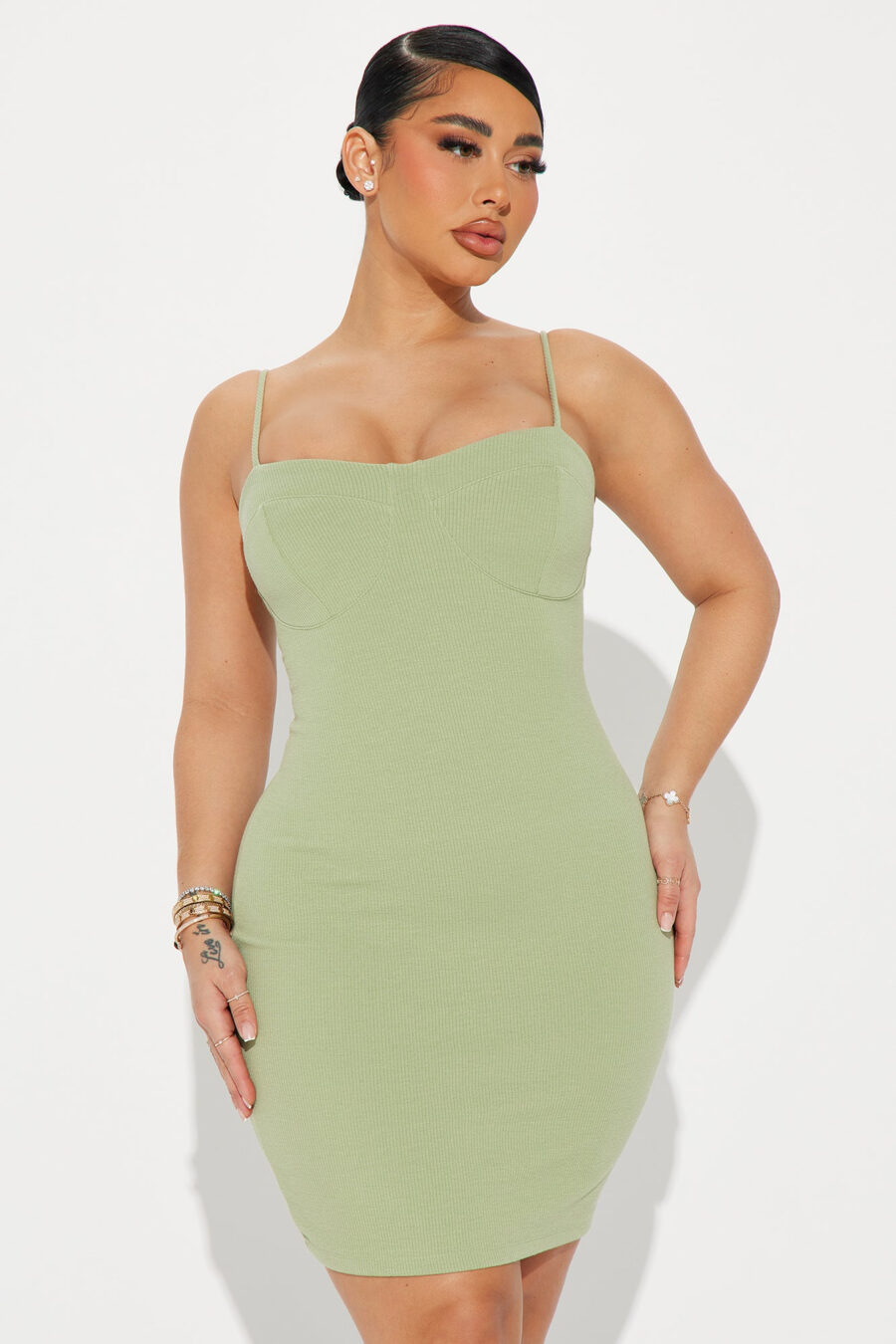 Beatrice Ribbed Mini Dress - Black - Image 5