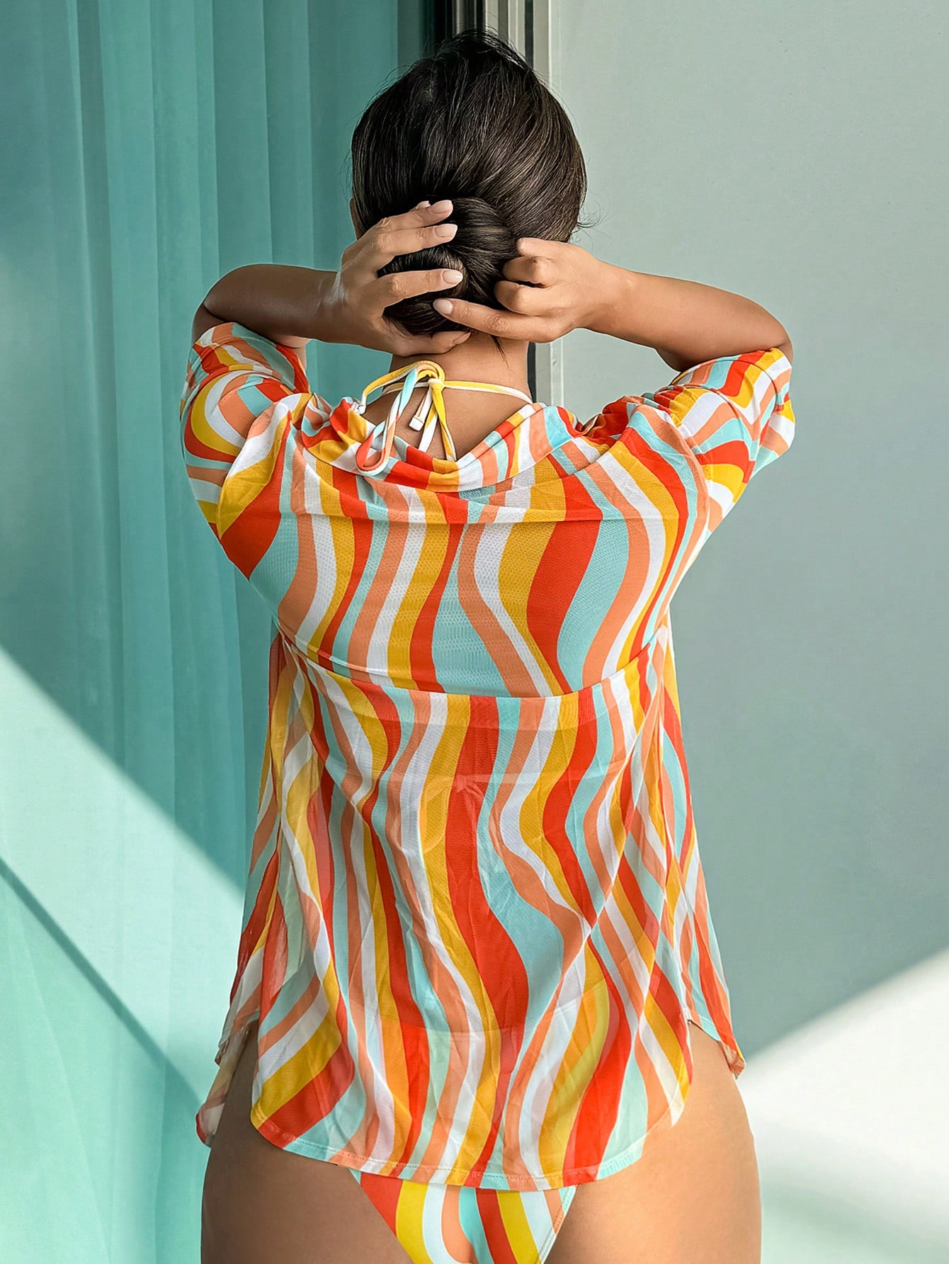 SHABREYA Swim Women's All Over Print Halter Neck 3-Piece Bikini Set With Separated Top And Bottom, Bikini Set Outfit Beach Swimwear Bathing Suit Summer,Summer Beach - Image 2