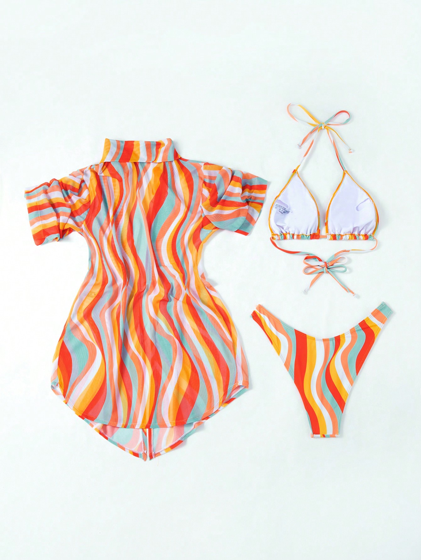 SHABREYA Swim Women's All Over Print Halter Neck 3-Piece Bikini Set With Separated Top And Bottom, Bikini Set Outfit Beach Swimwear Bathing Suit Summer,Summer Beach - Image 4