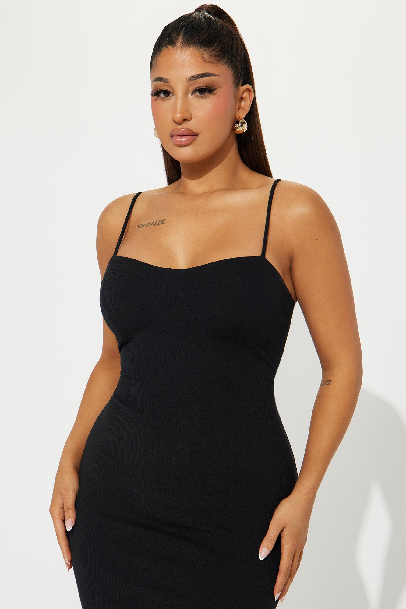 Beatrice Ribbed Mini Dress - Black - Image 2