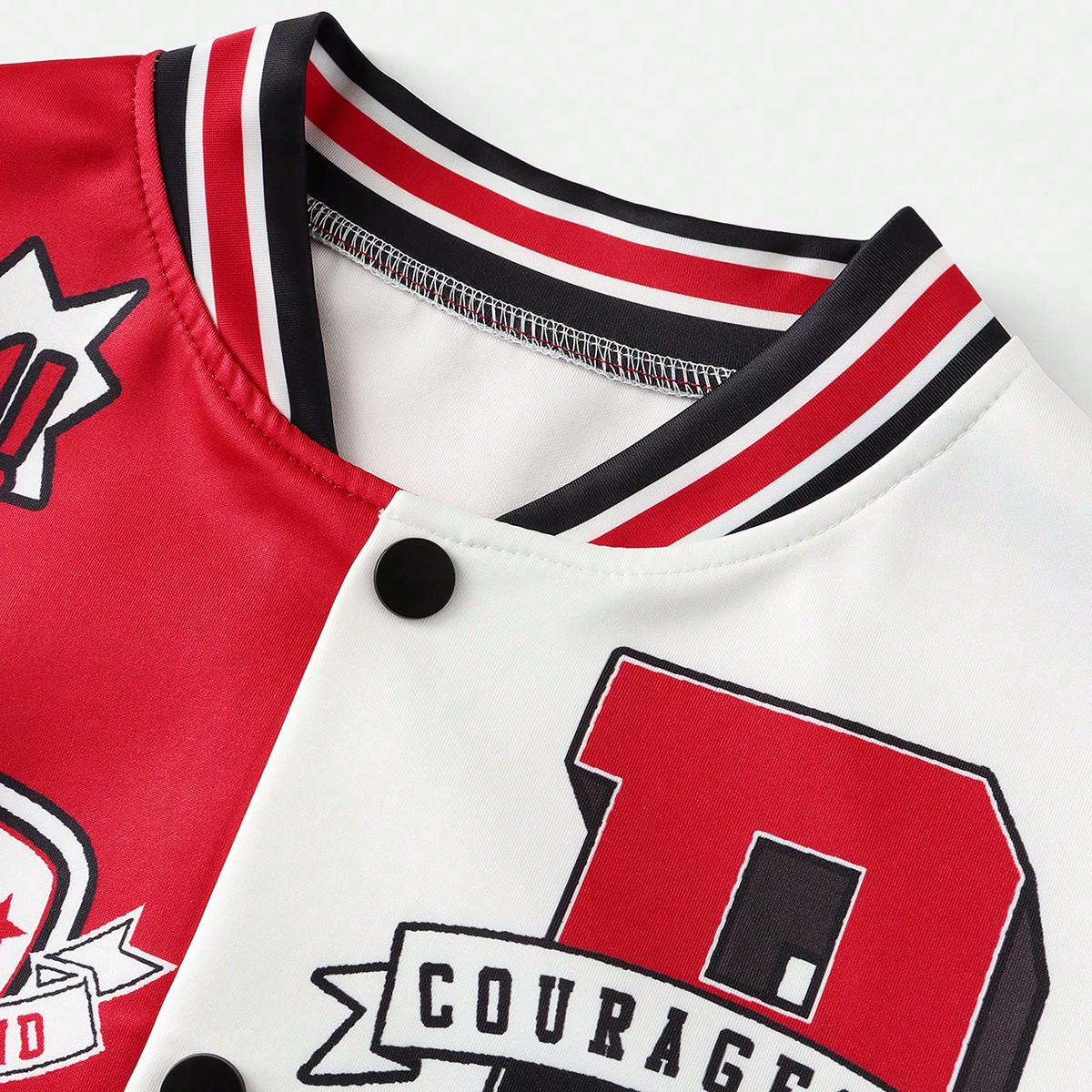 Slaydiva Autumn And Winter Casual Street Baseball Uniform Long-Sleeved Fitted Green And White And Black Logo Slogan All-Over Printed Women's Jacket-C - Image 17