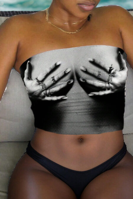 Slaydiva Women's Beach Hot Simulation Chest See-Through Top