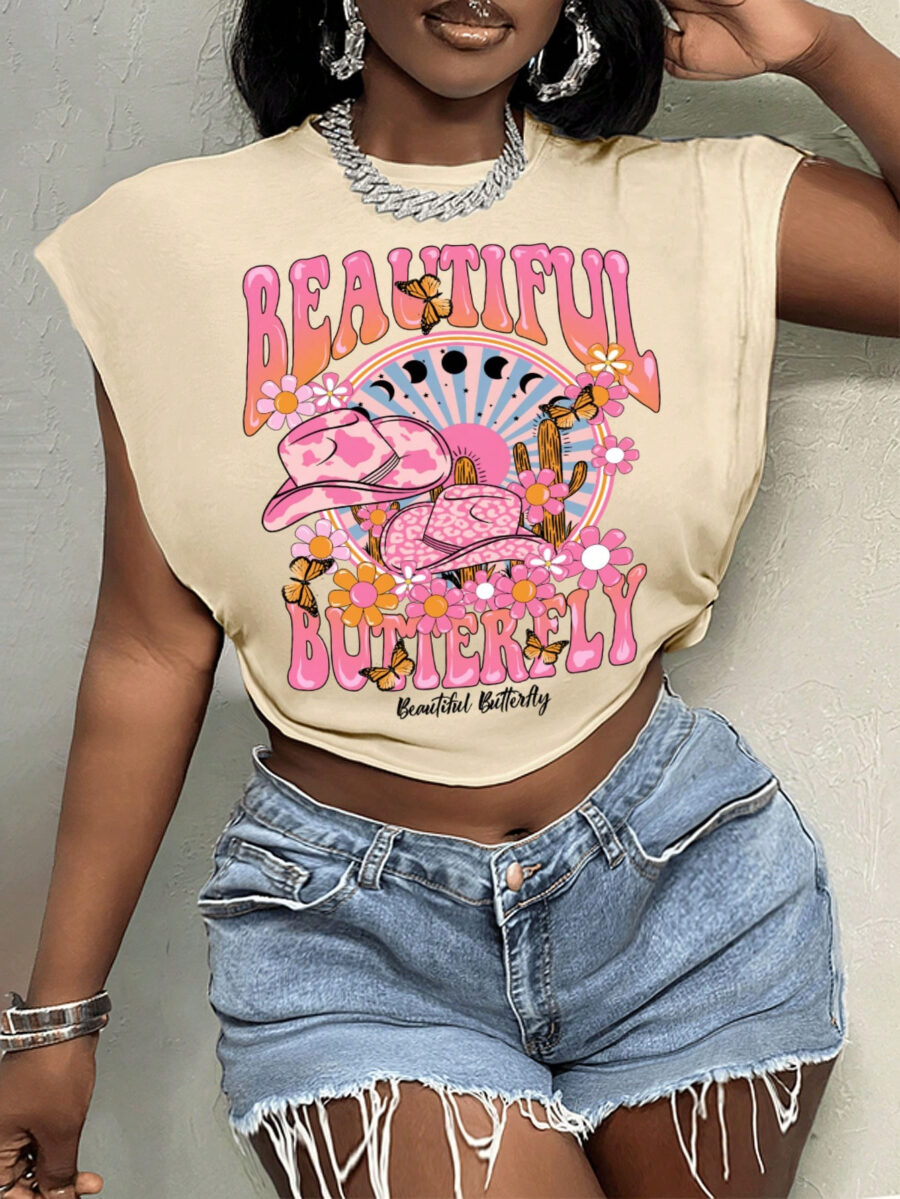 SHABREYA Slayr Casual Simple Mushroom Print Loose Fit Short Sleeve Round Neck Women's T-Shirt, Suitable For Summer - Image 3