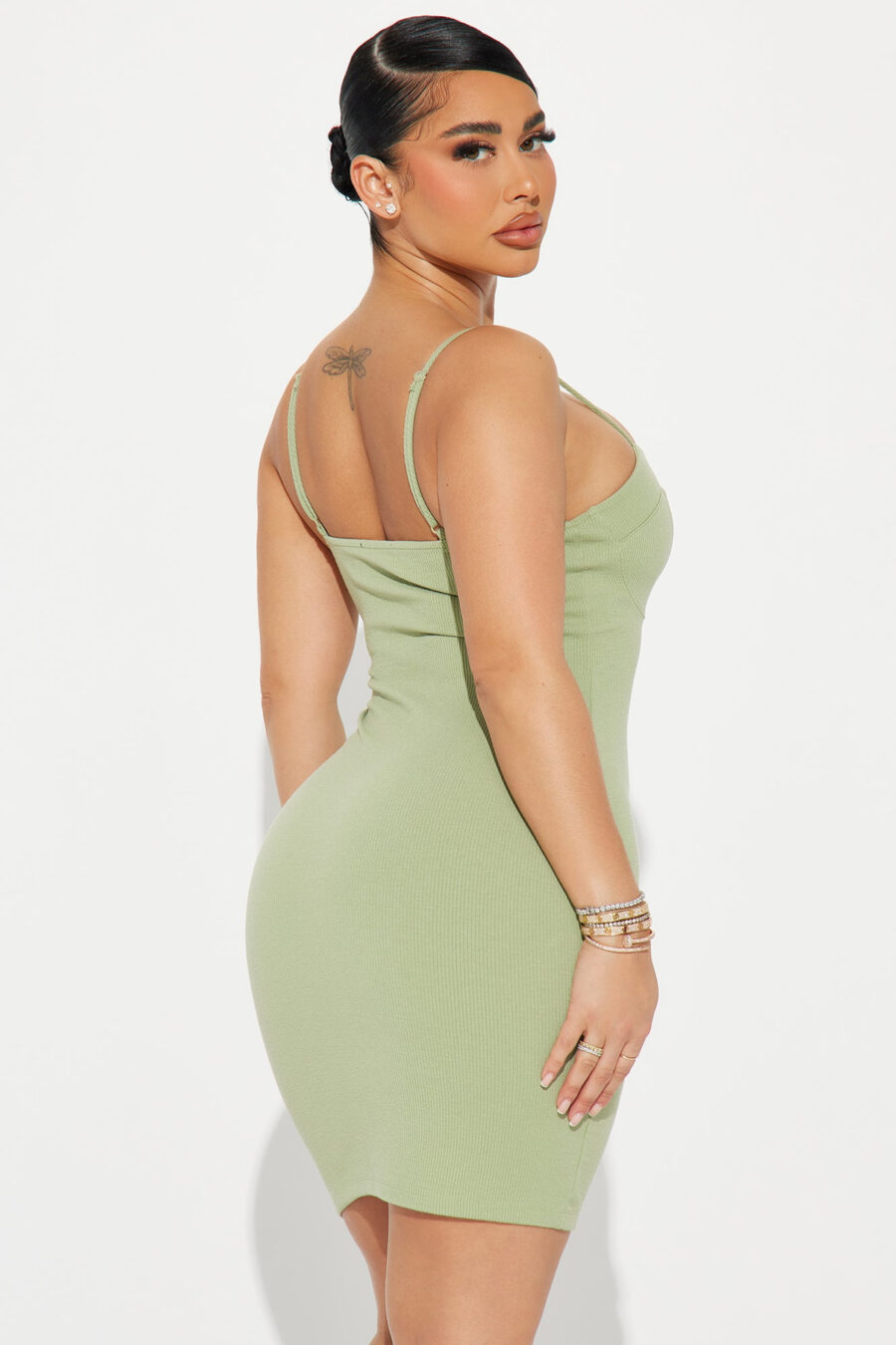 Beatrice Ribbed Mini Dress - Black - Image 6
