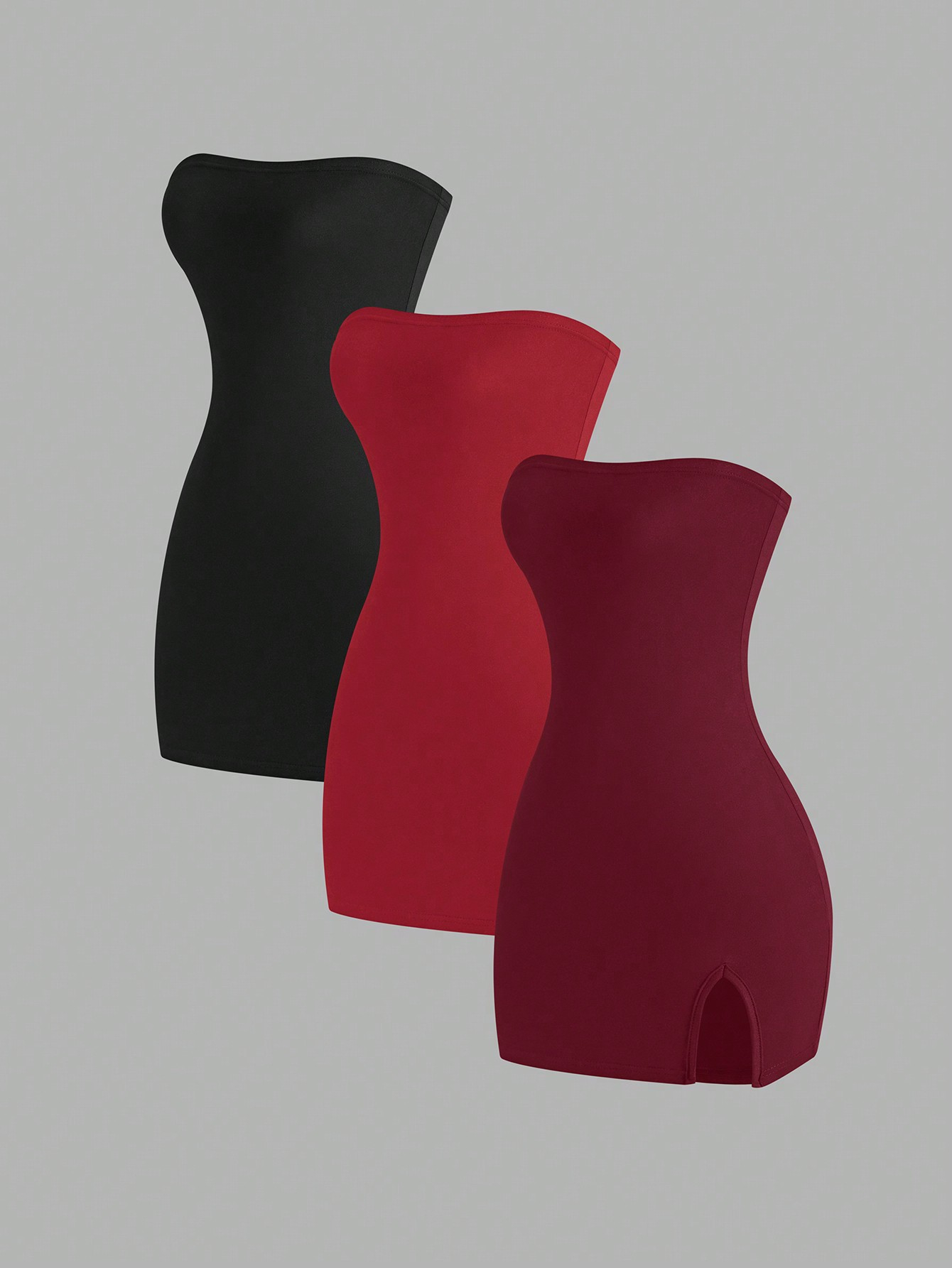 Flirla Women's 3pcs Bodycon Dress With Slit Hem, Bandeau Style, And Slim Fit, Summer Mini Short Women Outfit - Image 6