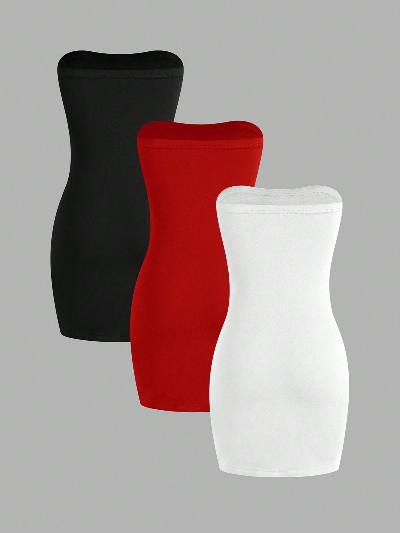 Flirla Women's 3pcs Bodycon Dress With Slit Hem, Bandeau Style, And Slim Fit, Summer Mini Short Women Outfit - Image 10