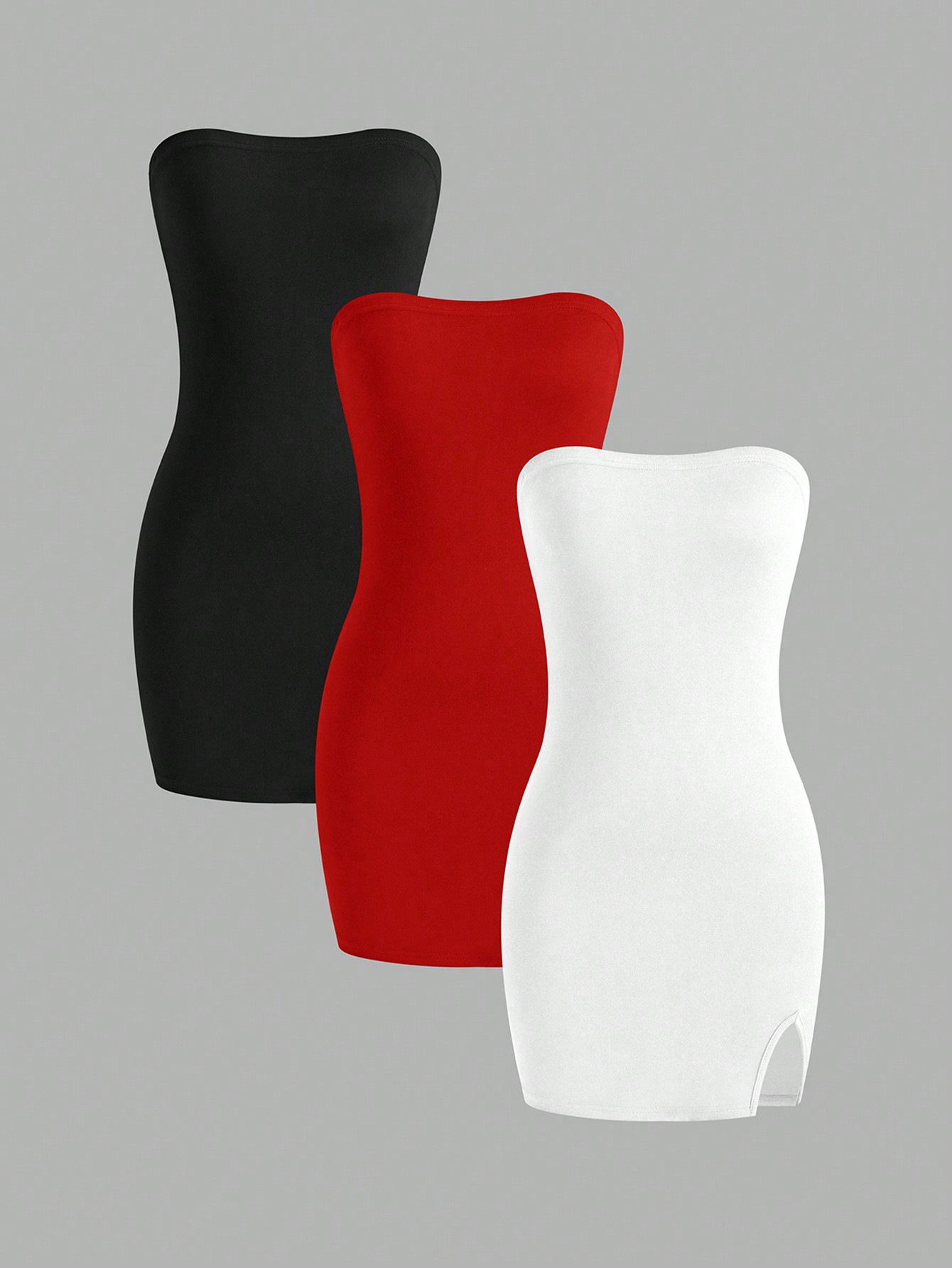 Flirla Women's 3pcs Bodycon Dress With Slit Hem, Bandeau Style, And Slim Fit, Summer Mini Short Women Outfit - Image 12