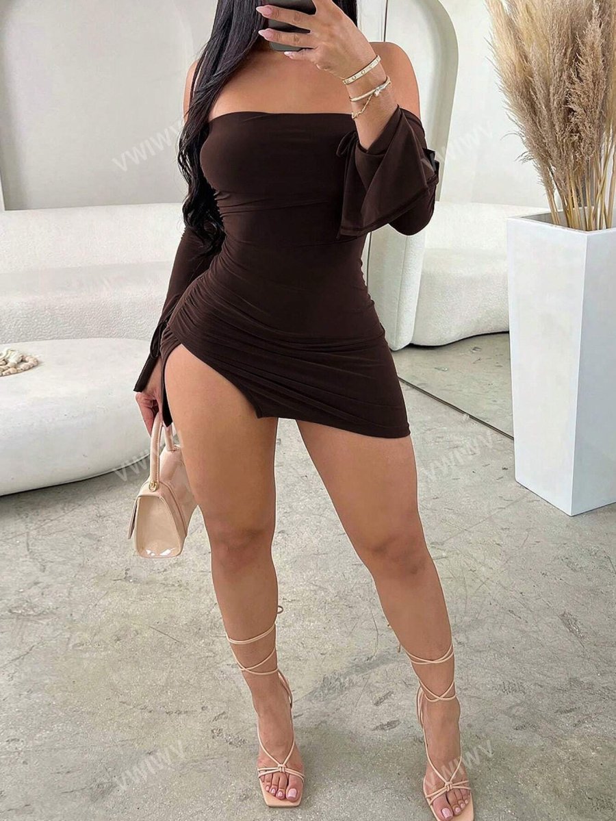 Women's Carnival Night Romantic Party Valentine's Day Elegant Sleeveless Tube Top Thigh Slit Mini Dress - Image 7