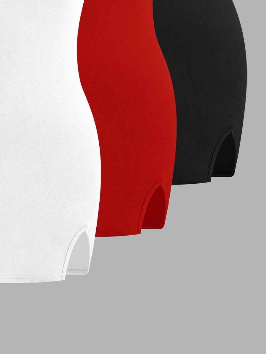 Flirla Women's 3pcs Bodycon Dress With Slit Hem, Bandeau Style, And Slim Fit, Summer Mini Short Women Outfit - Image 13