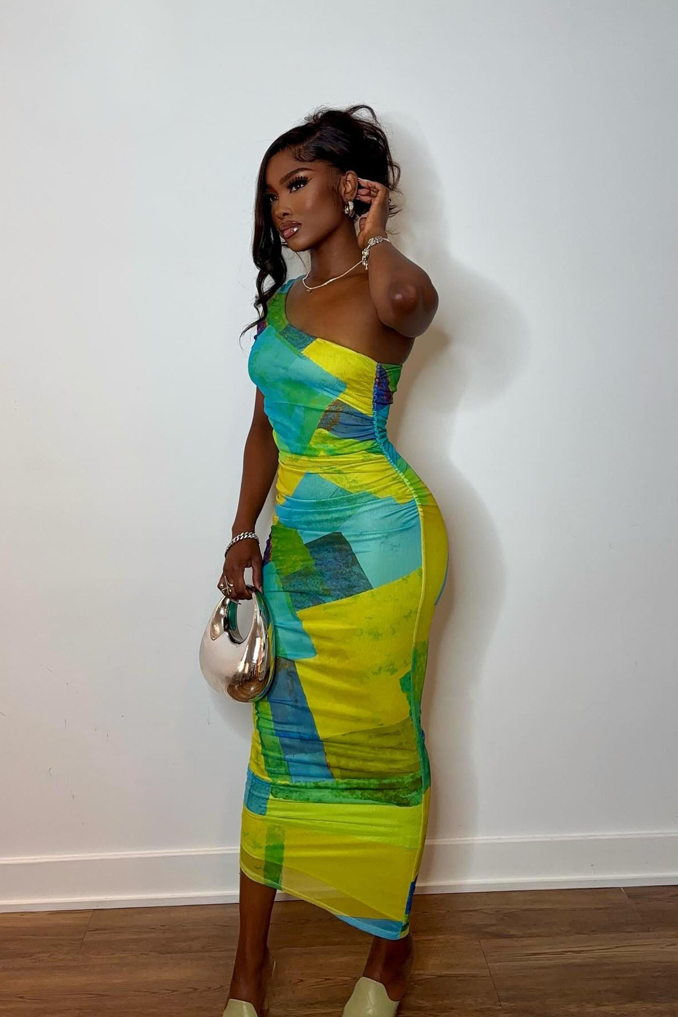 Lola Mesh Maxi Dress - Lime - Image 4