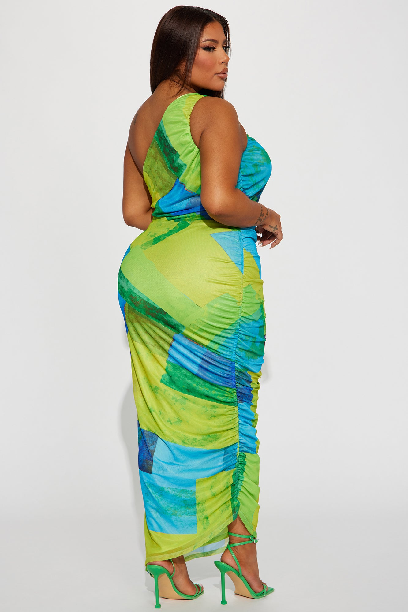 Lola Mesh Maxi Dress - Lime - Image 8