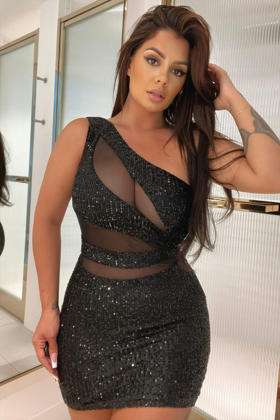 Party Seeker Sequin Mini Dress - Black - Image 3