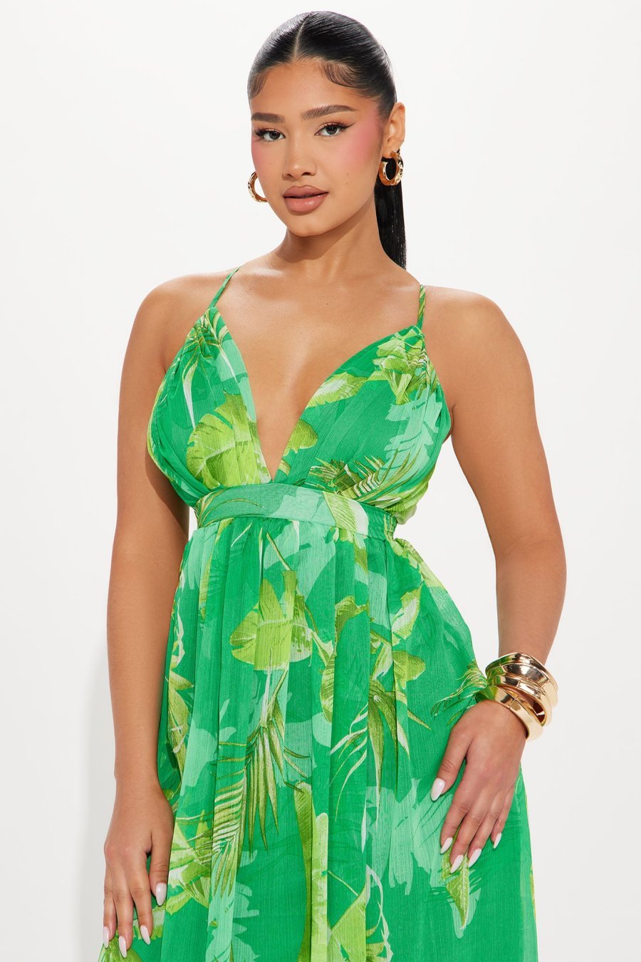 Kamari Chiffon Maxi Dress - Green/combo - Image 2