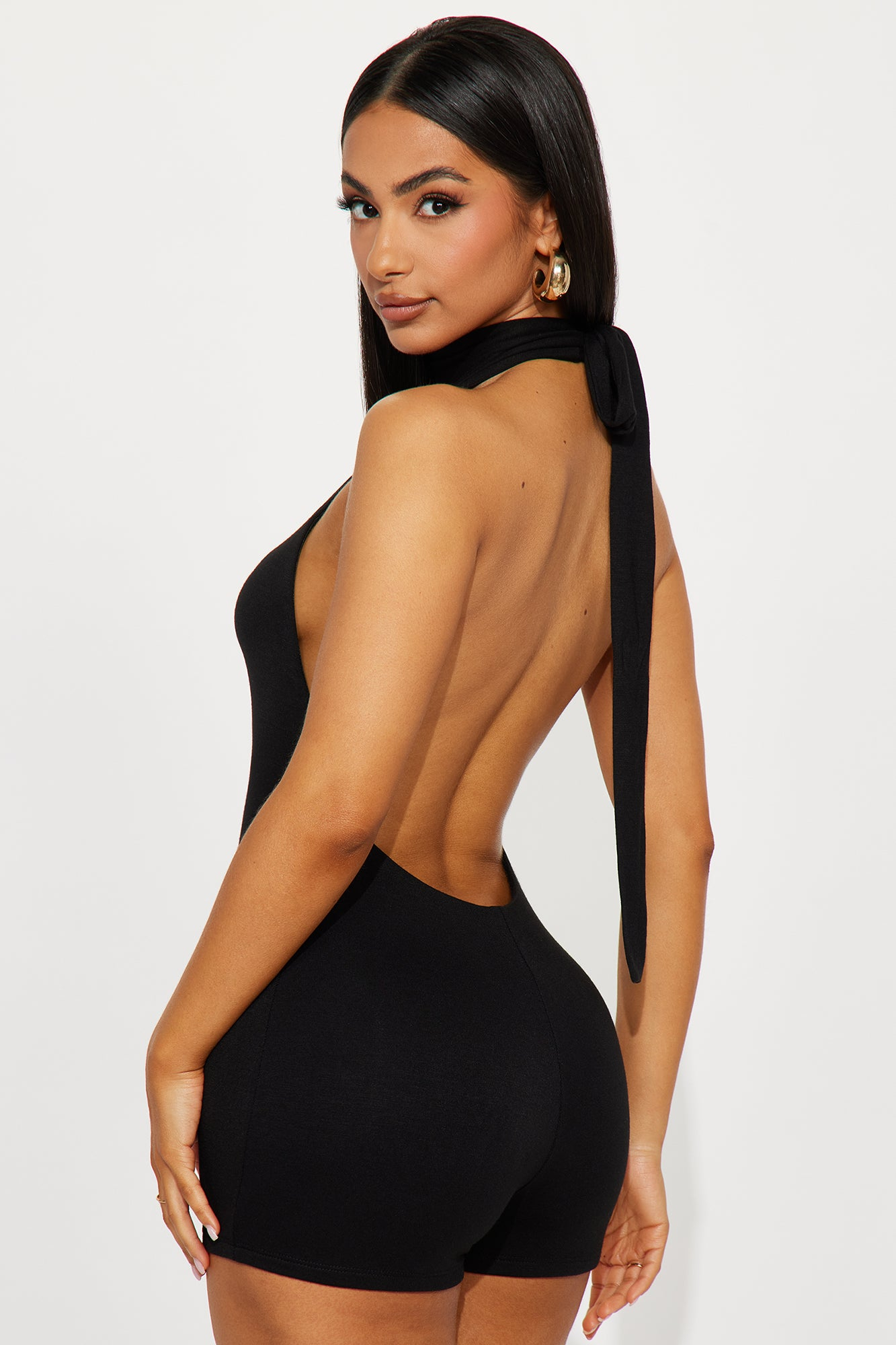 Serenity Backless Halter Romper - Black - Image 3