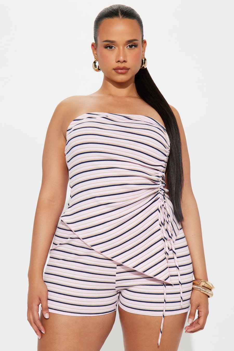 Blew Me Away Waffle Short Set - Pink/combo - Image 5