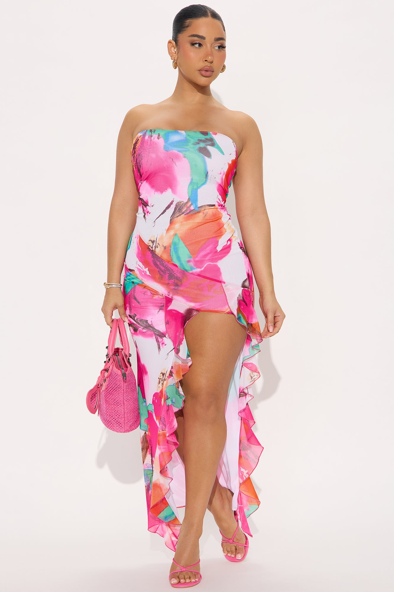 Melody Mesh Maxi Tube Dress - Orange/combo - Image 4