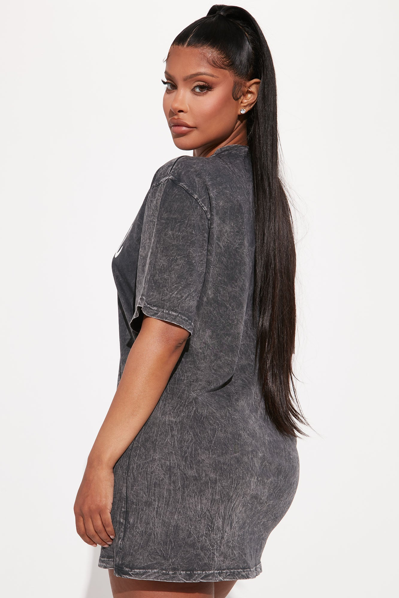 Rock N Roll Washed T-Shirt Dress - Charcoal - Image 4