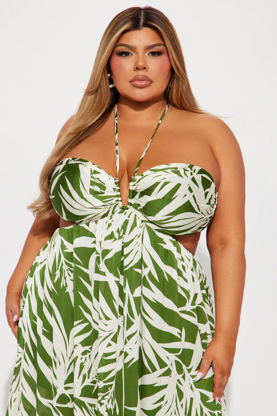 Tropical Satin Maxi Dress - Green/combo - Image 5