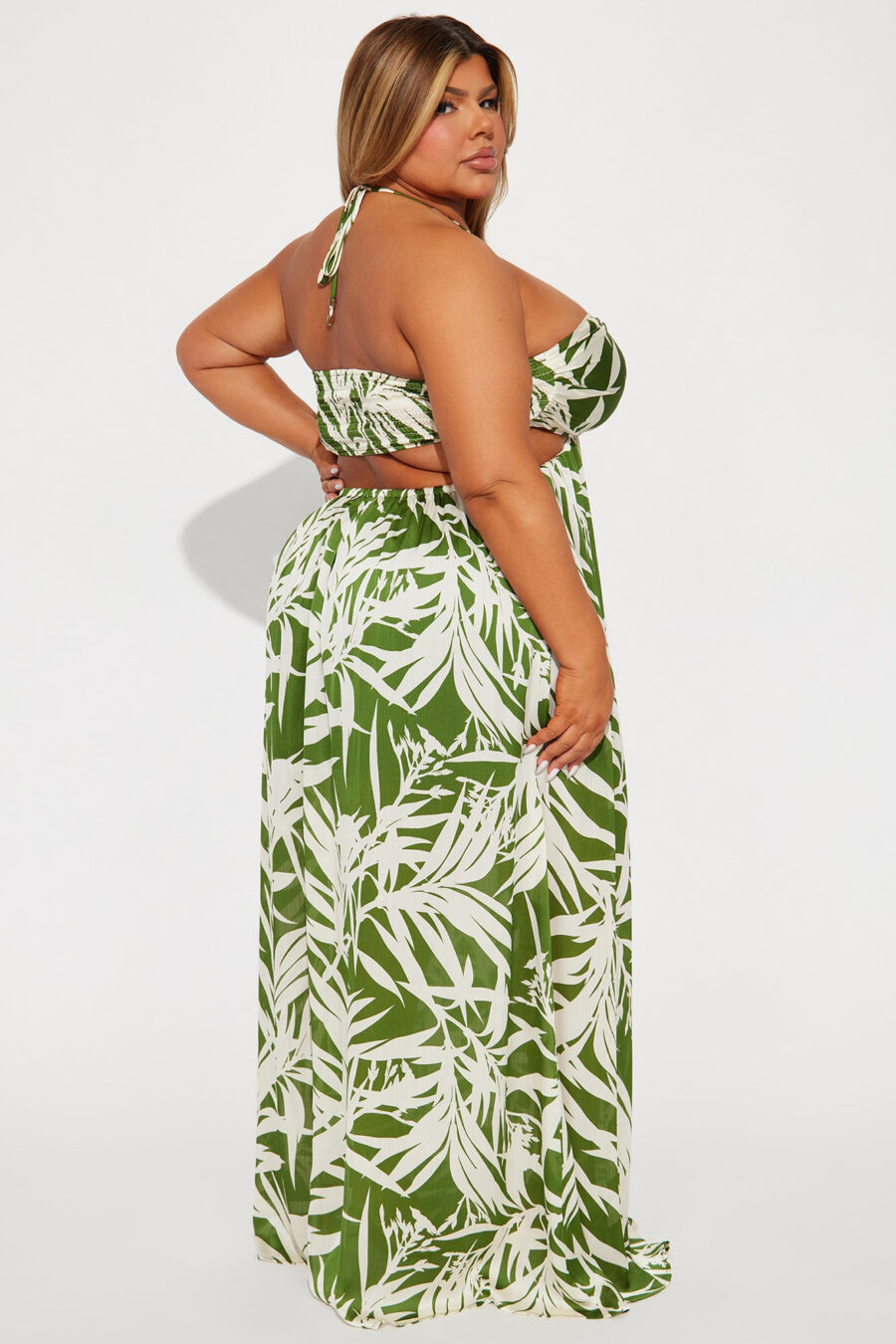Tropical Satin Maxi Dress - Green/combo - Image 6